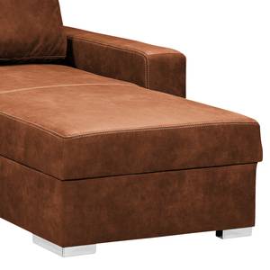 Ecksofa Trevelin Antiklederlook - Vintage Cognac - Longchair davorstehend rechts