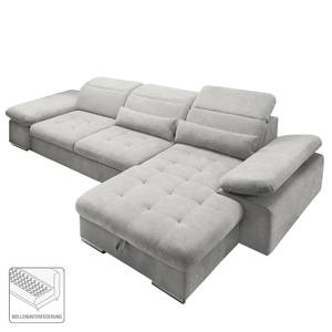 Ecksofa San Benito I Microfaser - Platin - Longchair davorstehend rechts