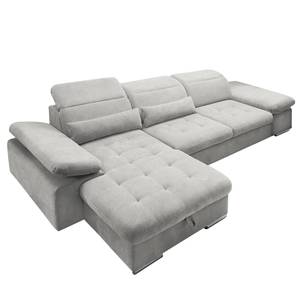 Ecksofa San Benito I Microfaser - Platin - Longchair davorstehend links