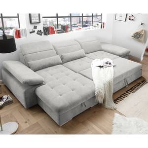 Ecksofa San Benito I Microfaser - Platin - Longchair davorstehend links