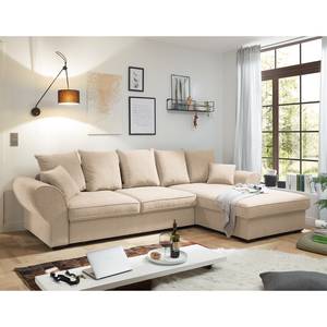 Ecksofa Bejaia Webstoff - Creme - Longchair davorstehend rechts