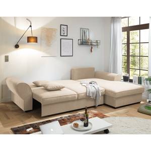 Ecksofa Bejaia Webstoff - Creme - Longchair davorstehend rechts