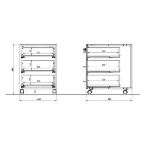 Rollend kastje Monteria glas - mat wit/Navarra eikenhouten look