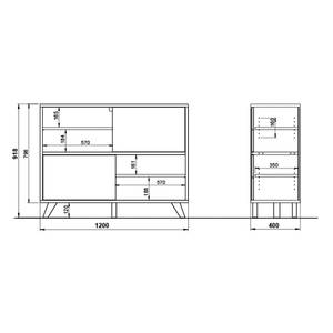 Dressoir Svene Wit/Sonoma eikenhouten look - Breedte: 120 cm