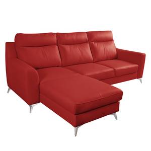 Canapé d’angle Navarro Cuir véritable / Imitation cuir - Rouge - Méridienne courte à gauche (vue de face) - Sans fonction