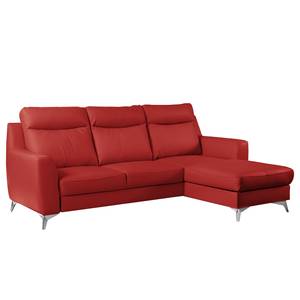 Ecksofa Navarro Echtleder / Kunstleder - Rot - Longchair davorstehend rechts - Keine Funktion