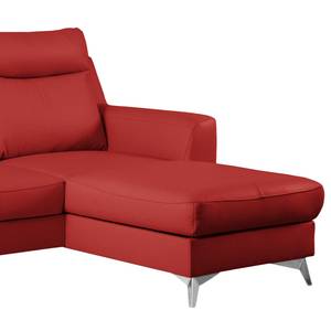 Ecksofa Navarro Echtleder / Kunstleder - Rot - Longchair davorstehend rechts - Keine Funktion