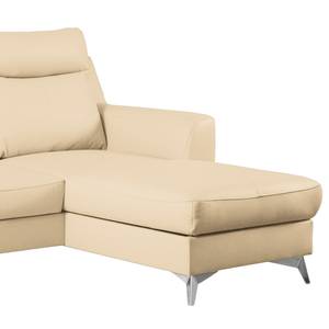 Ecksofa Navarro Echtleder / Kunstleder - Warmes Beige - Longchair davorstehend rechts - Keine Funktion