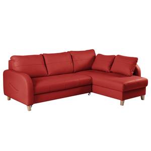 Canapé d’angle Monserrat Cuir véritable / Imitation cuir - Rouge - Méridienne courte à droite (vue de face) - Fonction couchage