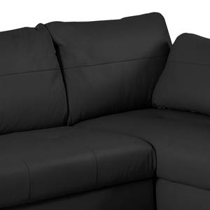 Canapé d’angle Monserrat Cuir véritable / Imitation cuir - Noir - Méridienne courte à droite (vue de face) - Fonction couchage