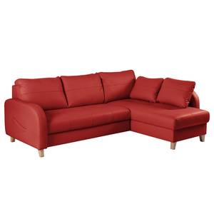 Canapé d’angle Monserrat Cuir véritable / Imitation cuir - Rouge - Méridienne courte à droite (vue de face) - Sans fonction