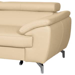 Canapé d’angle Martinez Cuir véritable / Imitation cuir - Beige chaud - Méridienne longue à gauche (vue de face) - Fonction couchage - Coffre de lit