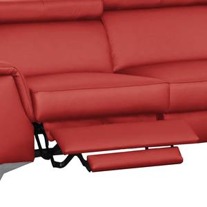 Canapé d’angle Lobos Cuir véritable / Imitation cuir - Rouge - Méridienne longue à droite (vue de face) - Réglage électrique : 1 moteur avec câble