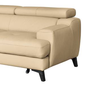 Ecksofa Lujan Echtleder / Kunstleder - Warmes Beige - Ottomane davorstehend links - Schlaffunktion - Bettkasten