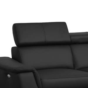 Canapé d’angle Lobos Cuir véritable / Imitation cuir - Noir - Méridienne longue à droite (vue de face) - Réglage électrique : 1 moteur avec câble