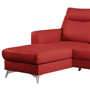 Canapé d’angle Navarro Cuir véritable / Imitation cuir - Rouge - Méridienne courte à gauche (vue de face) - Fonction couchage