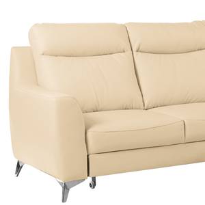 Ecksofa Navarro Echtleder / Kunstleder - Warmes Beige - Longchair davorstehend rechts - Schlaffunktion