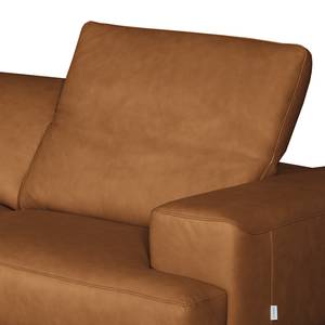 Ecksofa Iglesia Echtleder - Echtleder Nadra: Cognac - Longchair davorstehend links - Silber - Buche