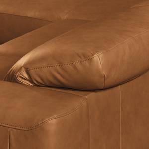 Ecksofa Iglesia Echtleder - Echtleder Nadra: Cognac - Longchair davorstehend links - Silber - Buche