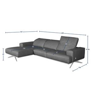 Ecksofa Iglesia Echtleder - Echtleder Nadra: Cognac - Longchair davorstehend links - Silber - Buche