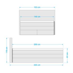 Lit boxspring Udala Gris - Textile - 153 x 119 x 225 cm