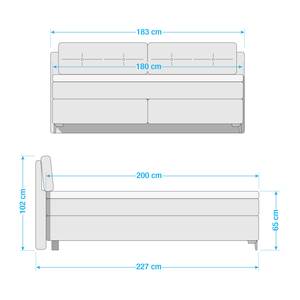 Lit boxspring Homein Gris - Textile - 183 x 102 x 227 cm