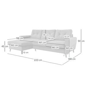 Ecksofa SOLA mit Longchair Samt Krysia: Dunkelgrau - Longchair davorstehend links - Mit Schlaffunktion