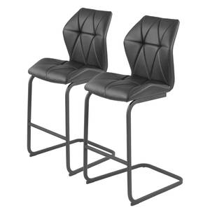 Barstoelen Ivin (set van 2) kunstleer/metaal - zwart - Zwart
