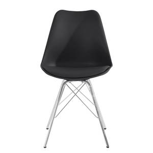 Chaises Beatty (lot de 2) Imitation cuir et matière plastique / Métal - Chrome - Noir - Chrome brillant