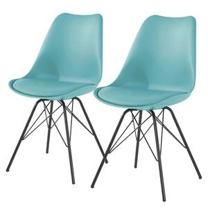 Eetkamerstoelen Beatty (set van 2) kunstleer & kunststof/metaal - zwart - Turquoise - Zwart