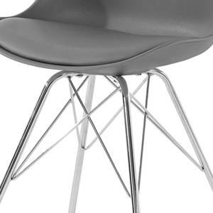 Chaises Beatty (lot de 2) Imitation cuir et matière plastique / Métal - Chrome - Gris - Chrome brillant