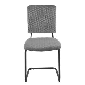 Chaises cantilever Jarell (lot de 2) Velours / Métal - Noir mat - Gris clair