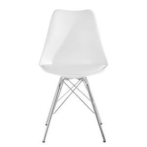 Chaises Beatty (lot de 2) Imitation cuir et matière plastique / Métal - Chrome - Blanc - Chrome brillant