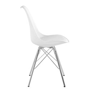 Chaises Beatty (lot de 2) Imitation cuir et matière plastique / Métal - Chrome - Blanc - Chrome brillant