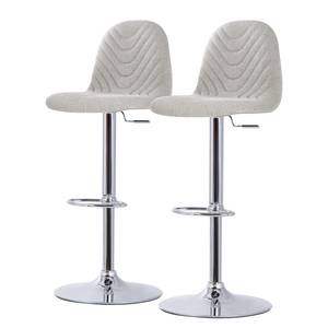 Chaises de bar Jenkins (lot de 2) Tissu / Métal - Chêne - Gris - Chrome brillant