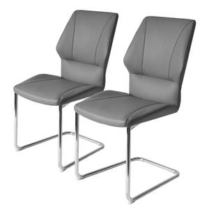 Chaises cantilever Lupton (lot de 2) Imitation cuir / Métal - Chrome - Gris