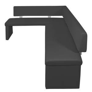 Banc d’angle Talcott Imitation cuir - Chrome - Noir - Largeur : 214 cm - Angle à gauche (vu de face)
