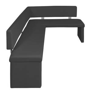 Banc d’angle Talcott Imitation cuir - Chrome - Noir - Largeur : 194 cm - Angle à droite (vu de face)