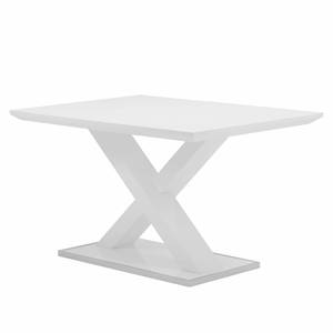 Eettafel Allston hoogglans wit/roestvrij staal - Breedte: 140 cm