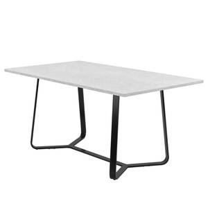 Table Allyn Métal - Imitation béton / Noir - Largeur : 160 cm