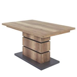 Eettafel Windley eikenhouten look/antracietkleurig - Breedte: 140 cm - Met synchroon-systeem