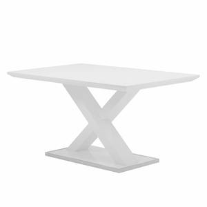 Eettafel Allston hoogglans wit/roestvrij staal - Breedte: 160 cm