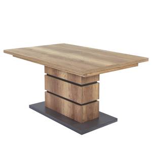 Table Windley Imitation chêne / Anthracite - Largeur : 160 cm - Avec rallonge synchronisée