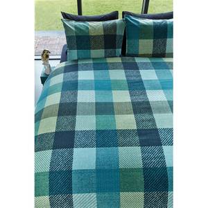 Beddengoed Beckett Flanel - Petrolblauw / pistachegroen - 155x220cm + kussen 80x80cm