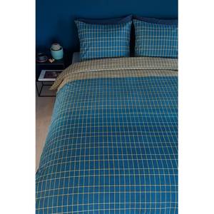 Beddengoed Ingo Renforcé - blauw/beige - 240x200/220cm + 2 kussen 70x60cm