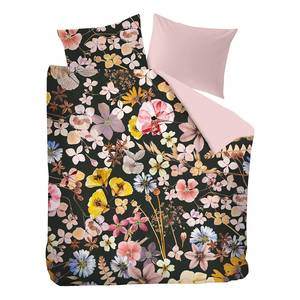 Parure de lit Dried Flowers Satin - Rose / Noir / Multicolore - 240 x 200/220 cm + 2 oreillers 70 x 60 cm