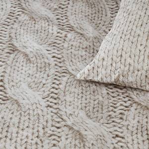 Parure de lit Cuddly Tissu renforcé - Beige clair - 240 x 200/220 cm + 2 oreillers 70 x 60 cm