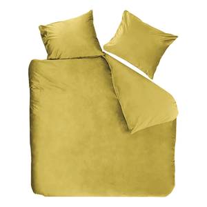 Parure de lit Tender velours - Jaune curry - 200 x 200/220 cm + 2 oreillers 70 x 60 cm