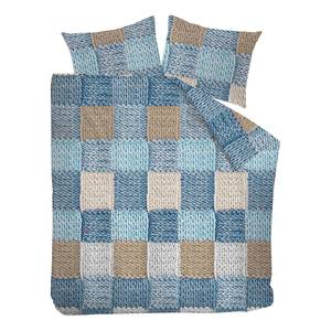 Bettwäsche Wool Shades Renforcé - Blau / Beige - 200 x 200/220 cm + 2 Kissen 70 x 60 cm