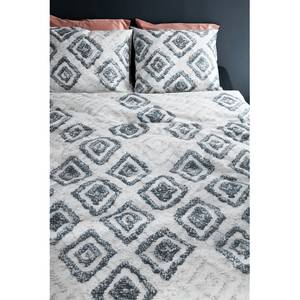 Beddengoed Heavy Renforcé - wolwit/marineblauw - 240x200/220cm + 2 kussen 70x60cm